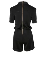 Peak-Lapel Short Jumpsuit