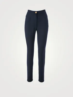 Stretch Grain De Poudre High-Waisted Pants