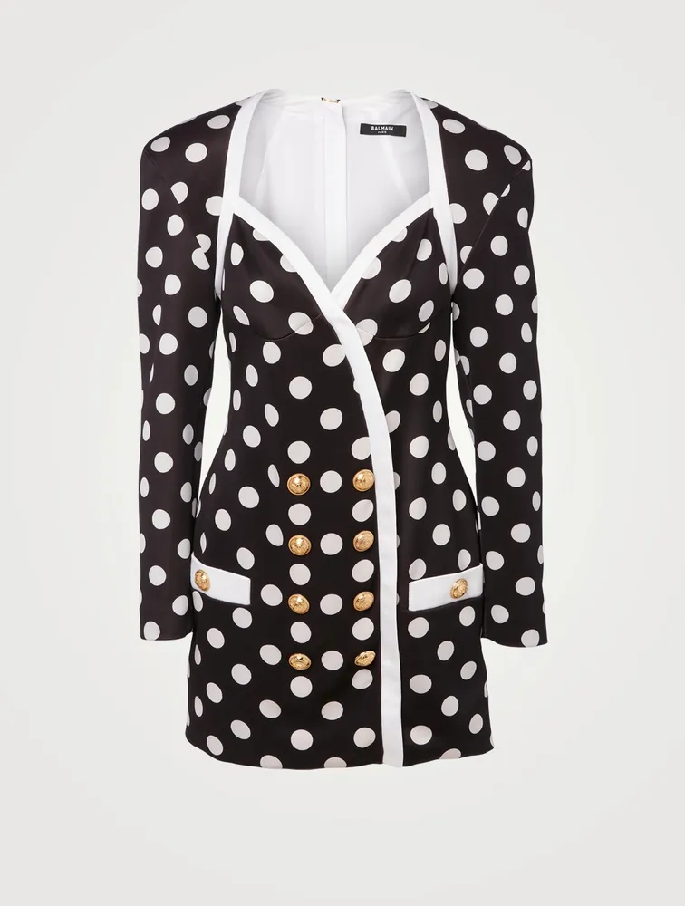 Long-Sleeve Mini Dress In Polka Dot Print