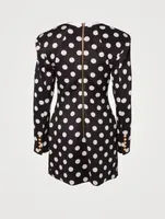 Long-Sleeve Mini Dress In Polka Dot Print