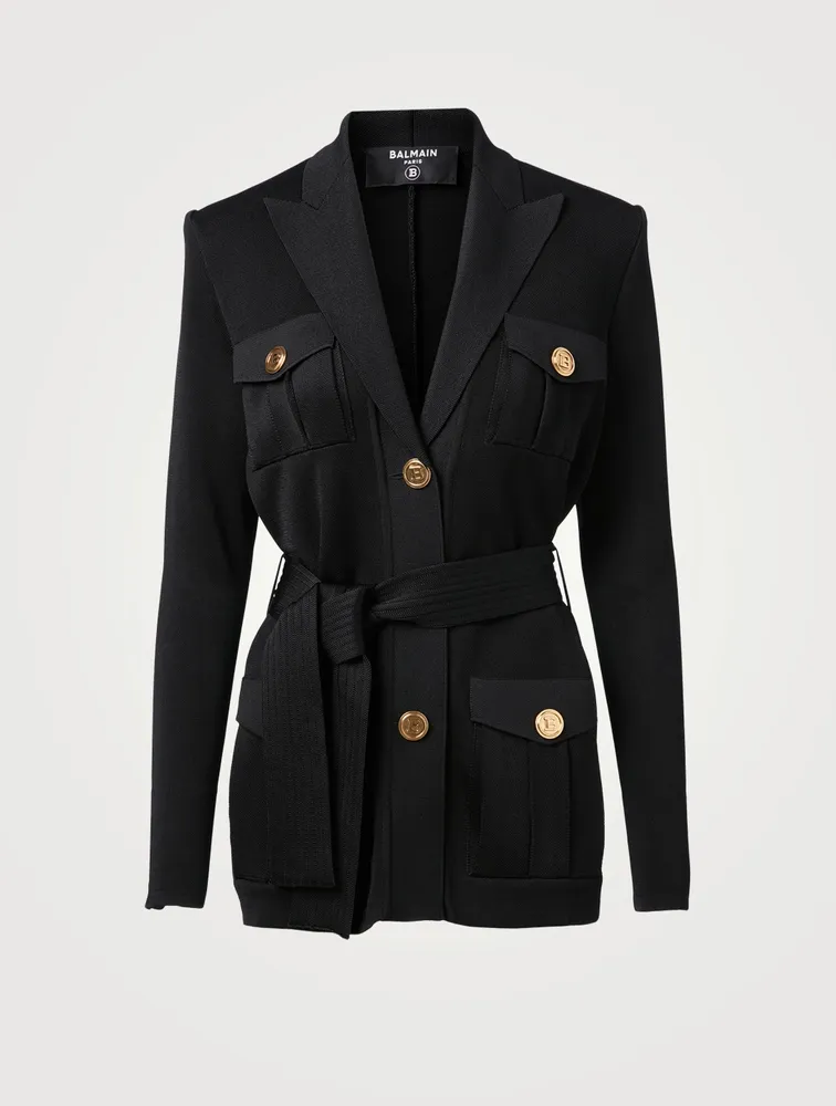 Belted Jacket With Buttons