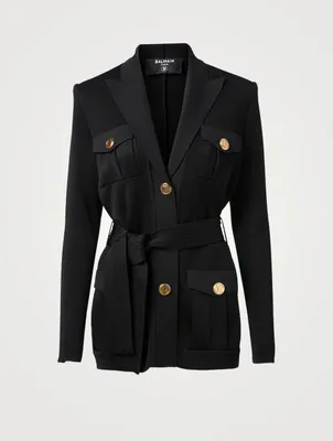 Belted Jacket With Buttons