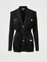 Belted Jacket With Buttons