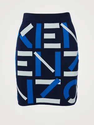 Cotton-Blend Mini Skirt Monogram Print