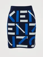 Cotton-Blend Mini Skirt Monogram Print