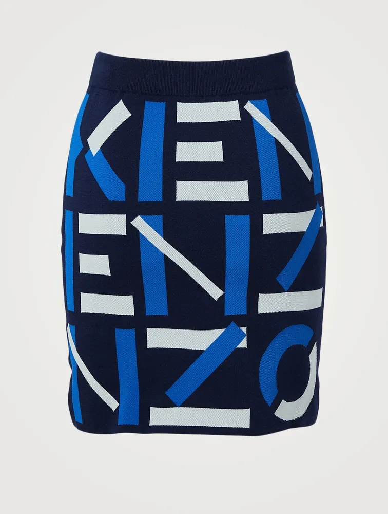 Cotton-Blend Mini Skirt Monogram Print