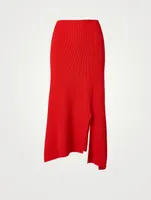 Wool-Blend Asymmetrical Midi Skirt
