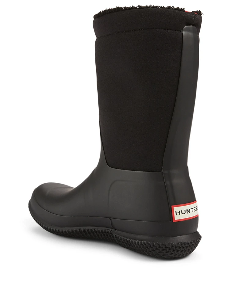Original Insulated Roll Top Neoprene And Rubber Rain Boots With Sherpa Lining