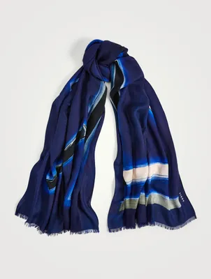 Cashmere And Silk Scarf In Geo Print