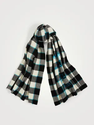 Checked Wool Logo Scarf