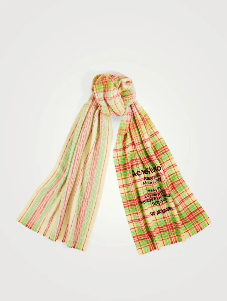 Narrow Tartan Wool Logo Scarf