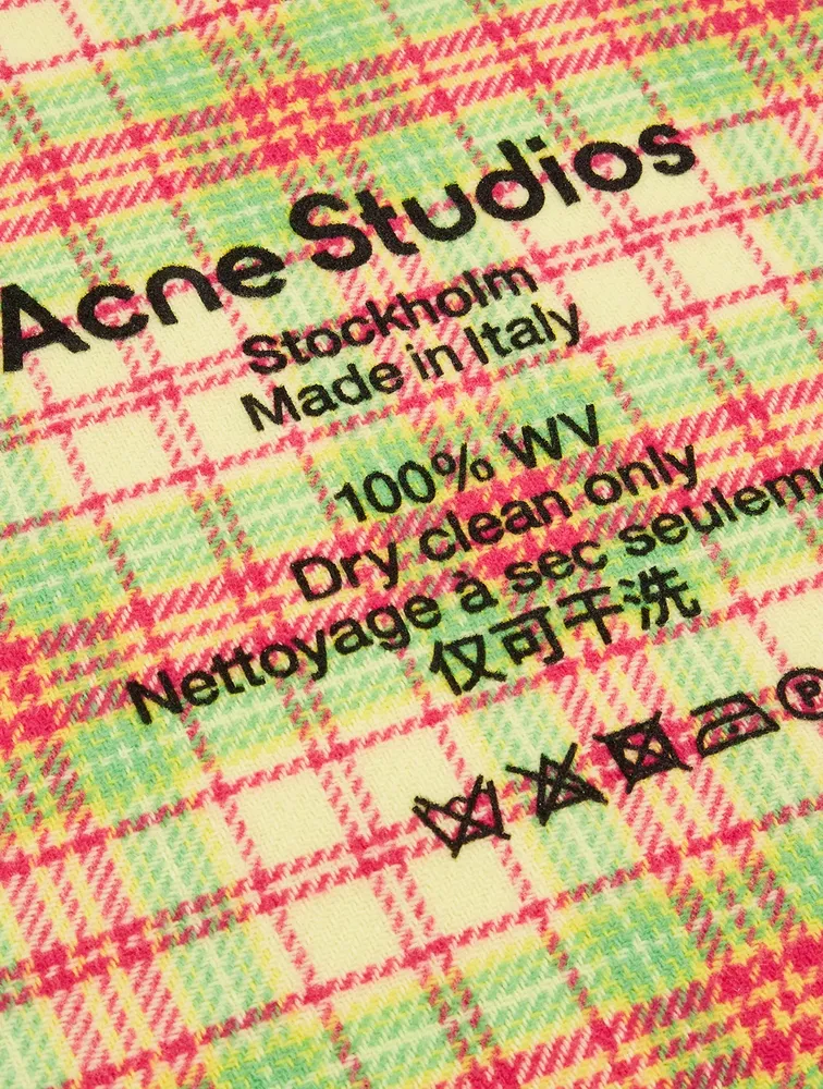 Narrow Tartan Wool Logo Scarf