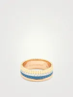 Small Blue Edition Quatre Gold Ring With Ceramic And Diamonds