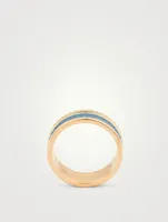 Small Blue Edition Quatre Gold Ring With Ceramic And Diamonds