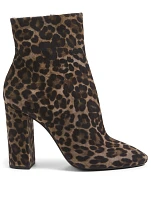 Lou 100 Suede Heeled Ankle Boots In Leopard Print