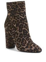 Lou 100 Suede Heeled Ankle Boots In Leopard Print