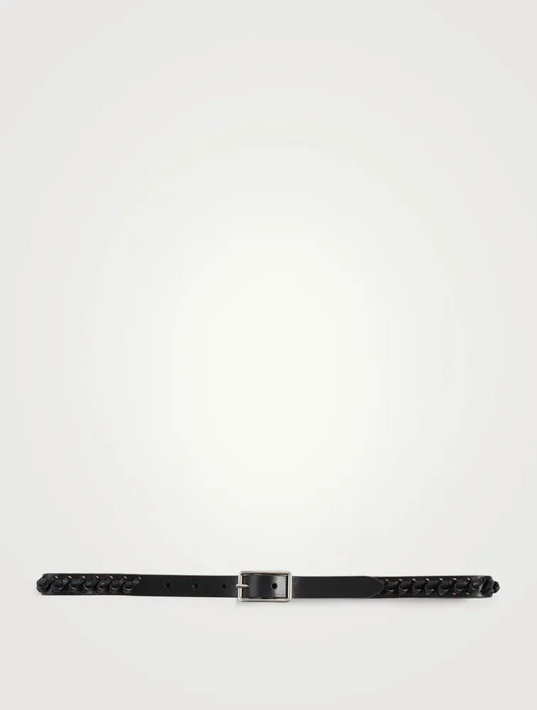 Thin Geometric Braided Leather Belt