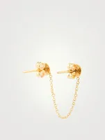 14K Gold Double Stud Chain Earring With Diamonds