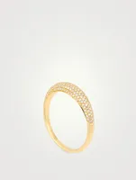 14K Gold Dome Ring With Diamonds