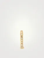 Mini 14K Gold Reversible Huggie Hoop Earring With Diamonds And Ruby