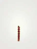 Mini 14K Gold Reversible Huggie Hoop Earring With Diamonds And Ruby