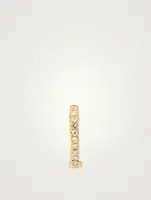 Mini 14K Gold Reversible Huggie Hoop Earring With White And Black Diamonds