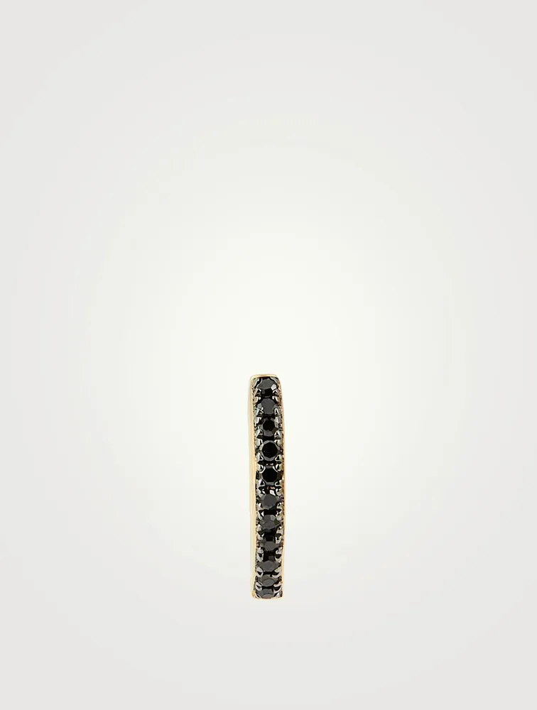 Mini 14K Gold Reversible Huggie Hoop Earring With White And Black Diamonds