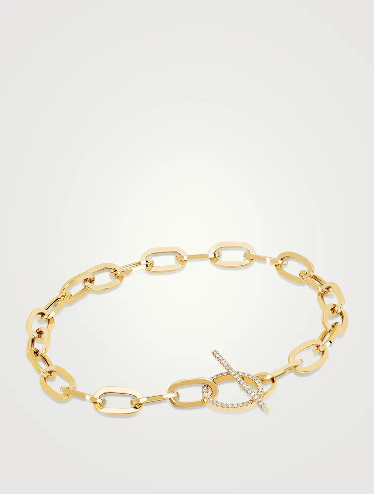 Jumbo 14K Gold Toggle Bracelet With Diamonds