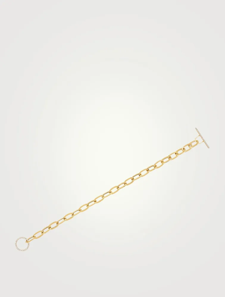 Jumbo 14K Gold Toggle Bracelet With Diamonds