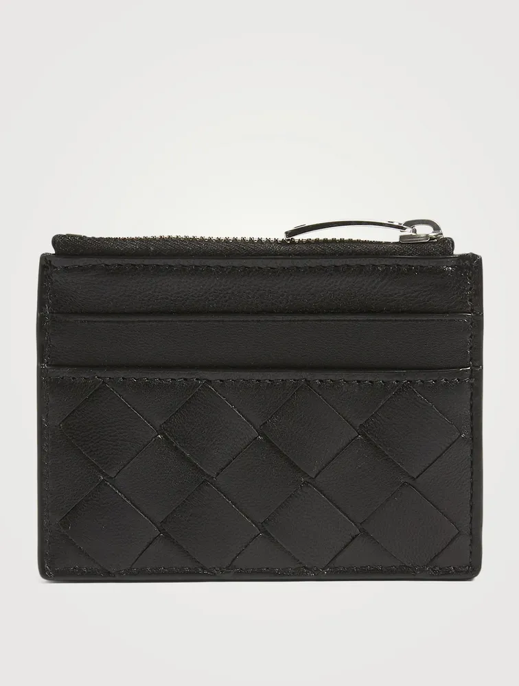 Intrecciato Leather Zippered Card Case