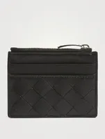 Intrecciato Leather Zippered Card Case