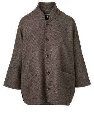 Wool Crop-Sleeve Coat