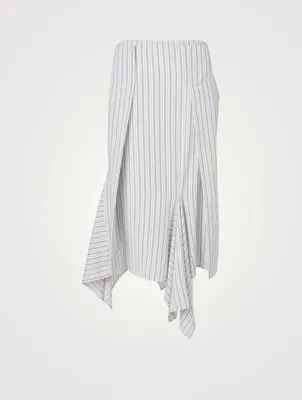 Asymmetric Midi Skirt Striped Print