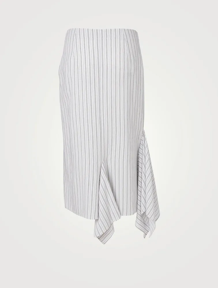 Asymmetric Midi Skirt Striped Print