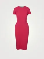 Wool-Blend Fitted Midi Dress