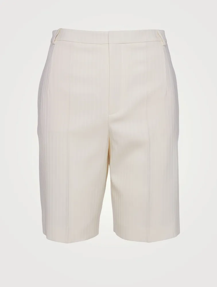 Wool Bermuda Shorts Chainette Striped Print