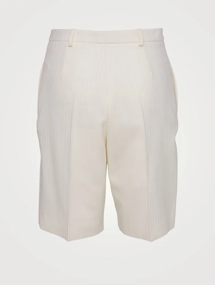 Wool Bermuda Shorts Chainette Striped Print