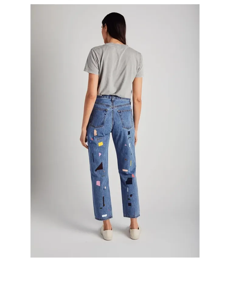 Tate Fragmented Pieces Crop Jeans