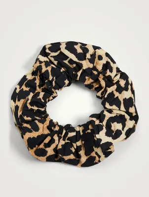 Cotton Poplin Scrunchie In Leopard Print