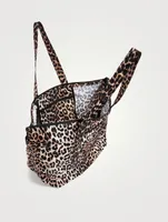 Recycled Tech Fabric Packable Tote Bag In Leopard Print