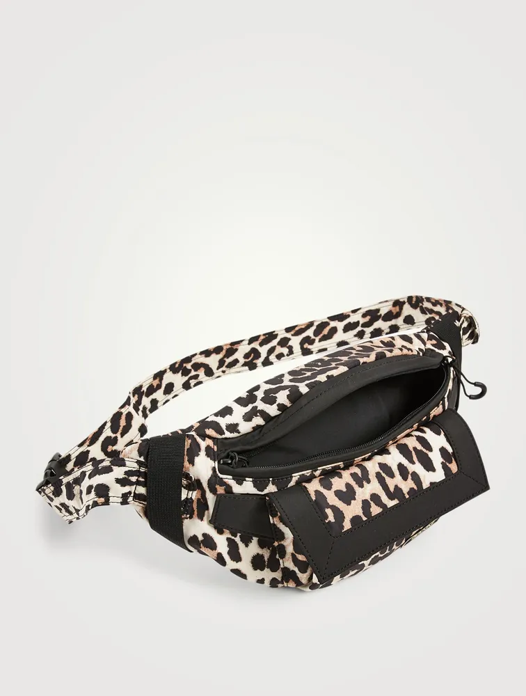 Recycled Tech Belt Bag In Leopard Print