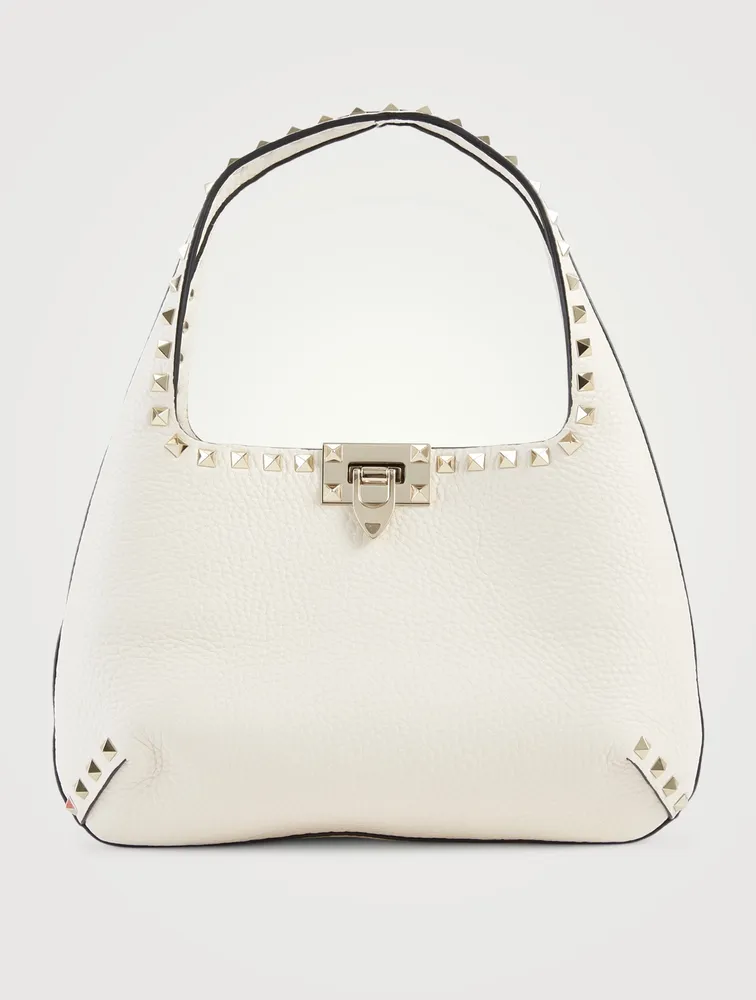 Small Rockstud Leather Hobo Bag