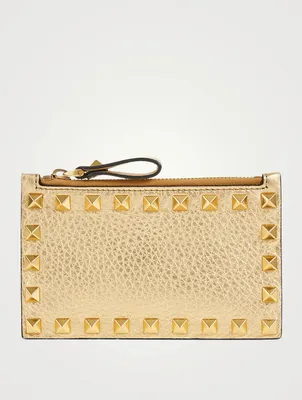 Rockstud Metallic Leather Coin Purse Card Holder