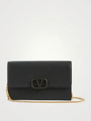 VLOGO Leather Crossbody Chain Wallet Bag