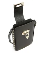 Rockstud Leather Crossbody Phone Case Bag