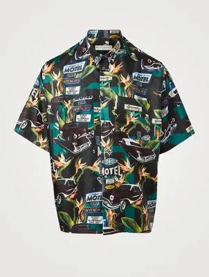 Silk Short-Sleeve Shirt Motel Print