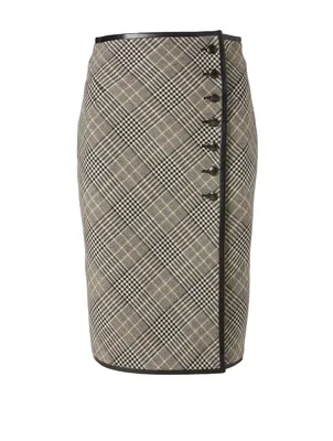 Wool Pencil Skirt Prince De Galles Print