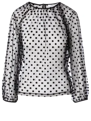 Madie Sheer Blouse Dot Print