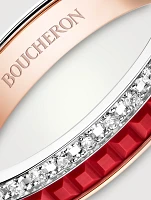Red Edition Quatre  Rose Gold Wedding Band With Ceramic And Diamonds