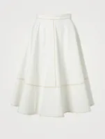 Denim A-Line Midi Skirt
